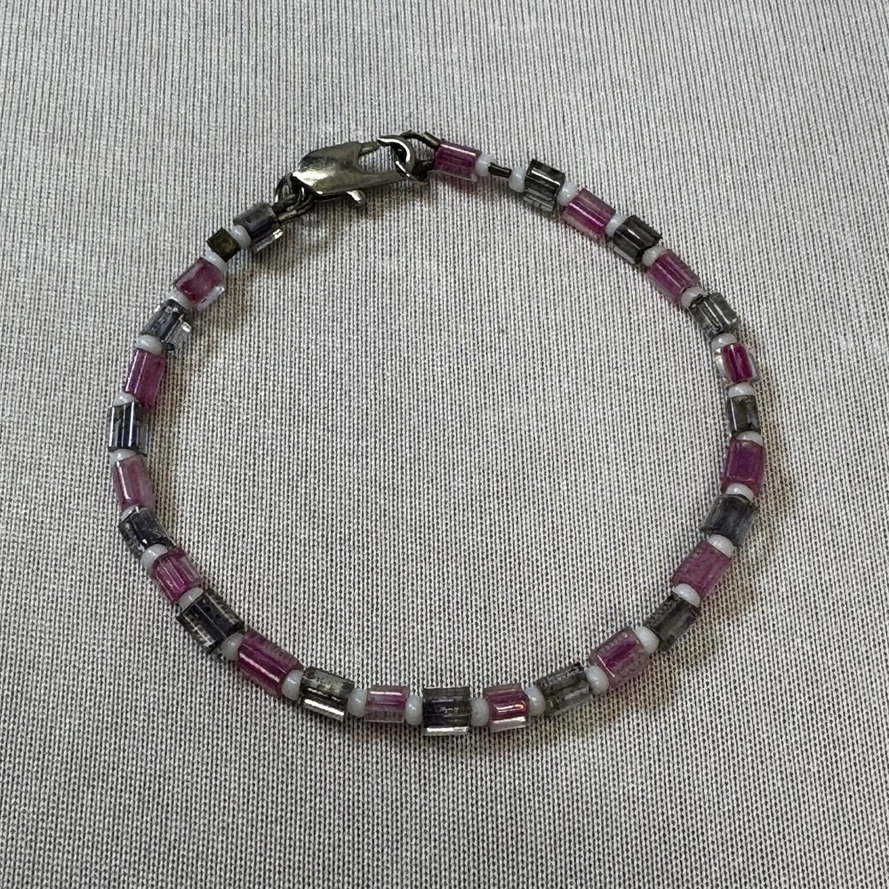 Pink & Gray Bead Bracelet - Child‎ Size